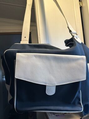 Vintage Cortiglia Marina Navy and White tennis Shoulder Bag. Made in Italy.